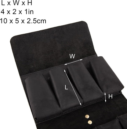 Pocket Knife Display Case, Genuine Leather Folding Knives Roll Bag Organizer with 8 Slots, 4×2×1 Inches Pocket Slots Storage Case Knife, Compact Knives Cases Gift for Collectors