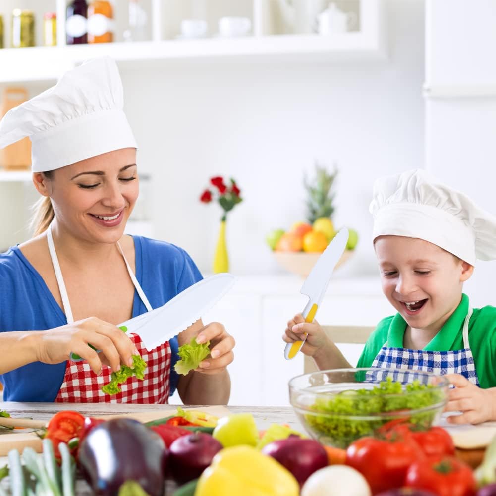 Montessori Kitchen Tools,6Pieces Knives for Kids Nylon Kids Safe Cooking Knives Serrated Edges,Y Peeler For Cooking and Cutting Fruit,Suitable for Children and Beginners