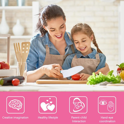 Montessori Kitchen Tools,6Pieces Knives for Kids Nylon Kids Safe Cooking Knives Serrated Edges,Y Peeler For Cooking and Cutting Fruit,Suitable for Children and Beginners