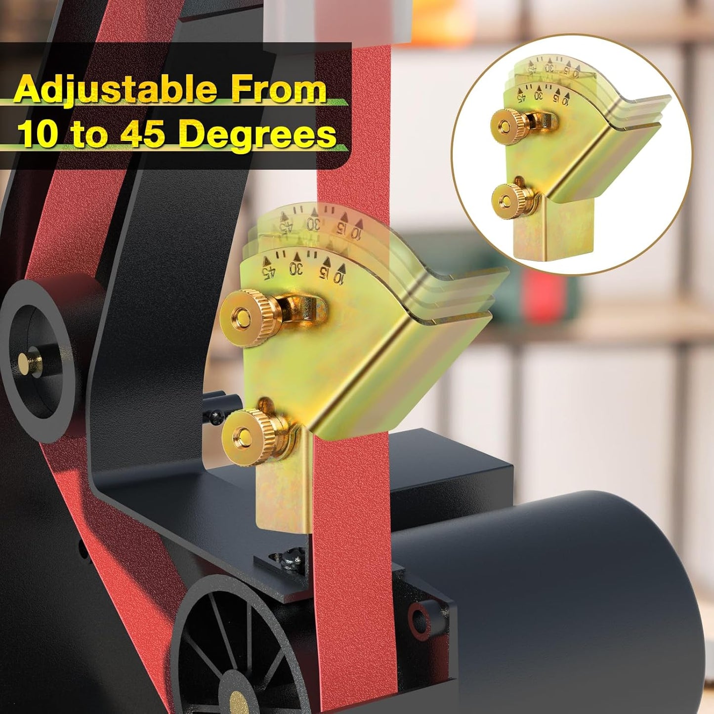 Knife Sharpening Angle Guide, Adjustable 10-45 Degree Angle Guide for 1 x 30 Belt Sander，Edge Leading-Away (Into Belt)