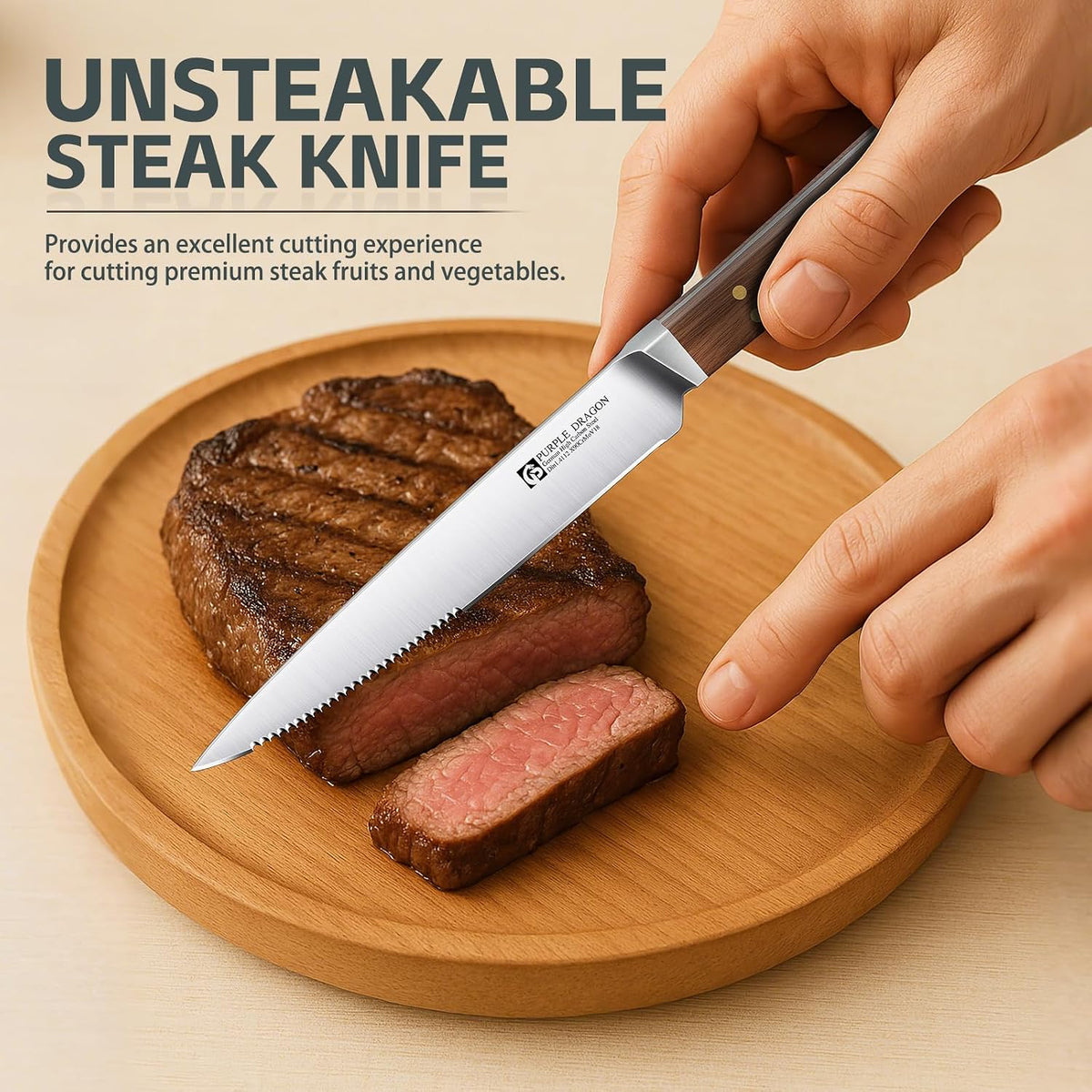 Serrated Steak Knives Set of 4 inch - Steak Knife Set | High Carbon German Steel, Square Wooden Handle, Gift Box, for Effortless Cutting