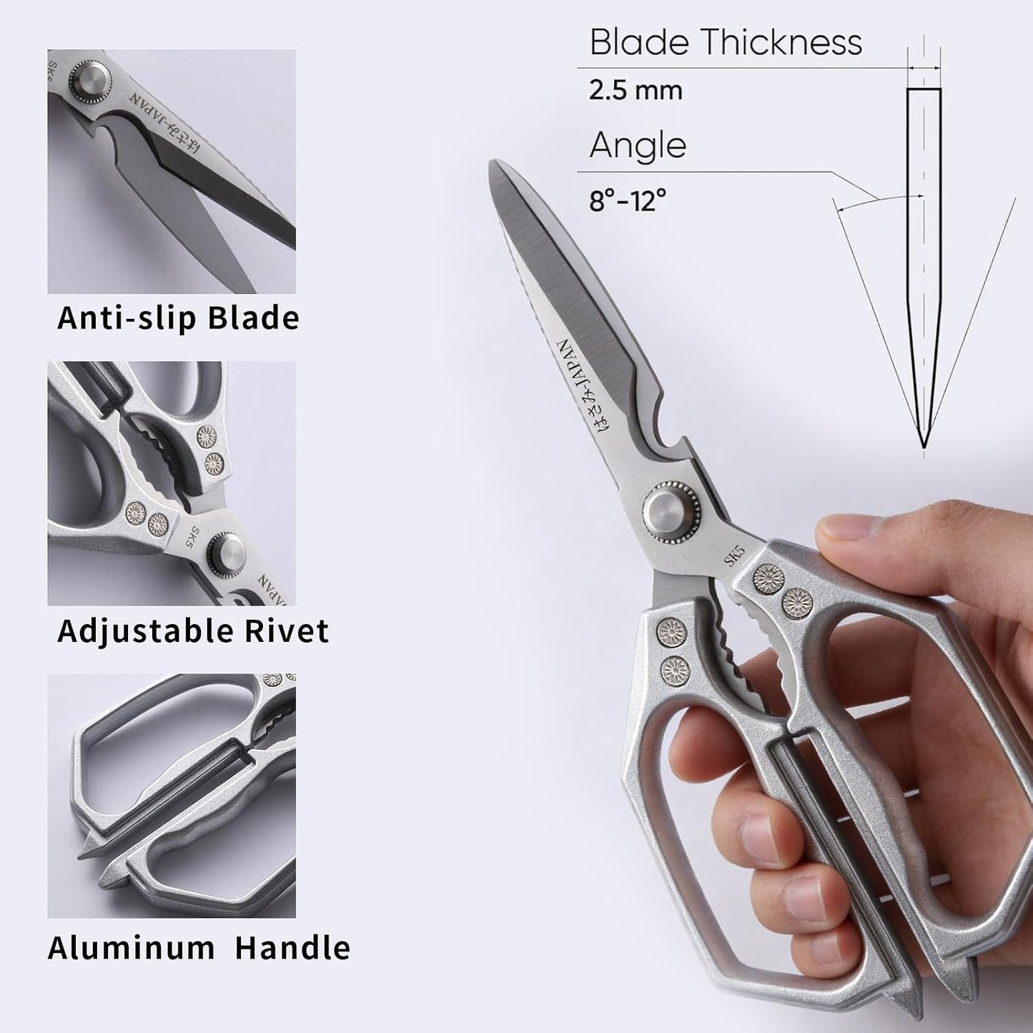 Kitchen Scissors Set 2PCS, Heavy Duty Poultry Shears All Purpose, Japanese Kitchen Shear for Food Meat Cutting Scissor, Chicken Shears, Cooking Scissors Gifts for Men Women