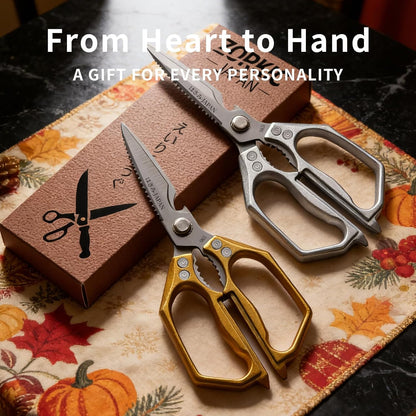 Kitchen Scissors Set 2PCS, Heavy Duty Poultry Shears All Purpose, Japanese Kitchen Shear for Food Meat Cutting Scissor, Chicken Shears, Cooking Scissors Gifts for Men Women