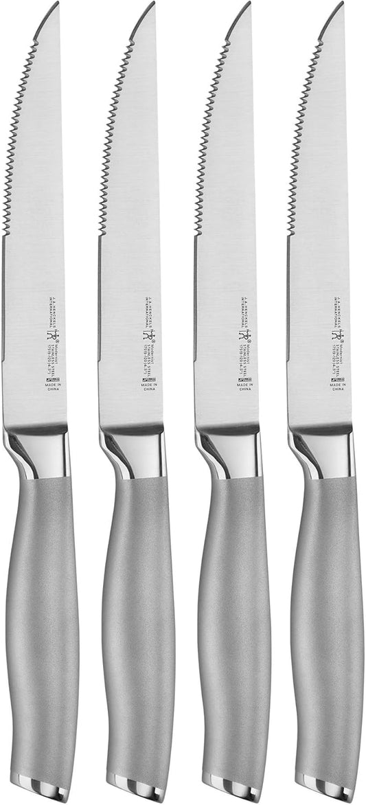 Modernist Steak Knife Set of 4, Silver, Stainless Steel