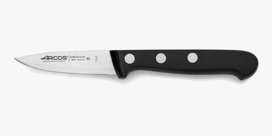 Rivet Paring Knife 3 Inch Stainless Steel. Kitchen Knife for Peeling Fruits and Vegetables. Ergonomic Polyoxymethylene Handle and 75mm Blade. Series Universal. Color Black