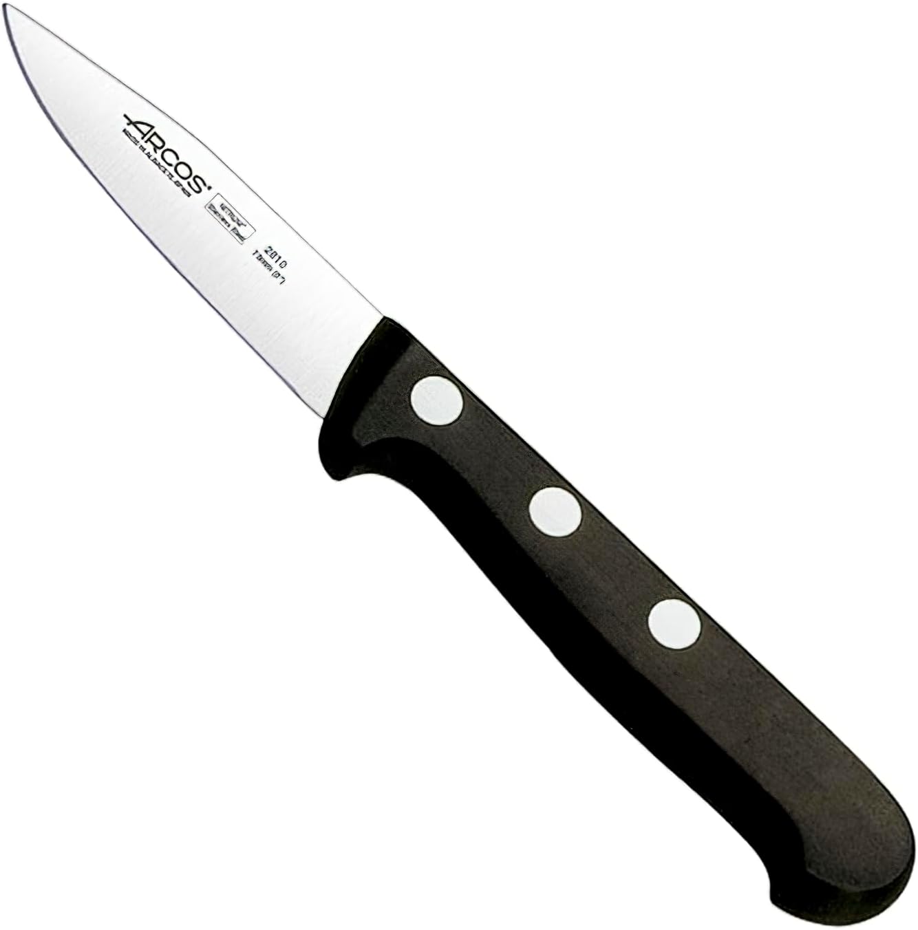 Rivet Paring Knife 3 Inch Stainless Steel. Kitchen Knife for Peeling Fruits and Vegetables. Ergonomic Polyoxymethylene Handle and 75mm Blade. Series Universal. Color Black