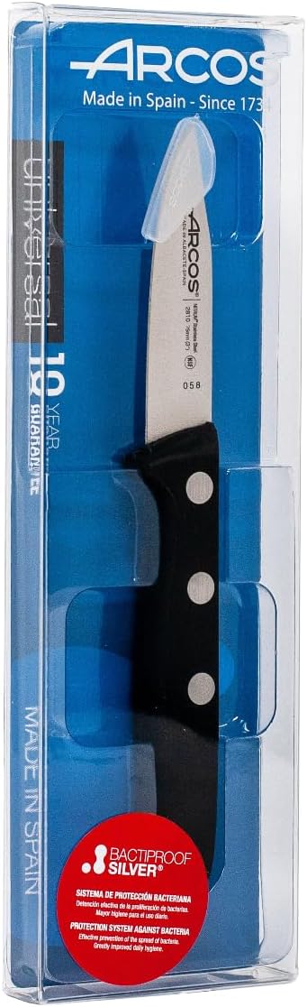 Rivet Paring Knife 3 Inch Stainless Steel. Kitchen Knife for Peeling Fruits and Vegetables. Ergonomic Polyoxymethylene Handle and 75mm Blade. Series Universal. Color Black
