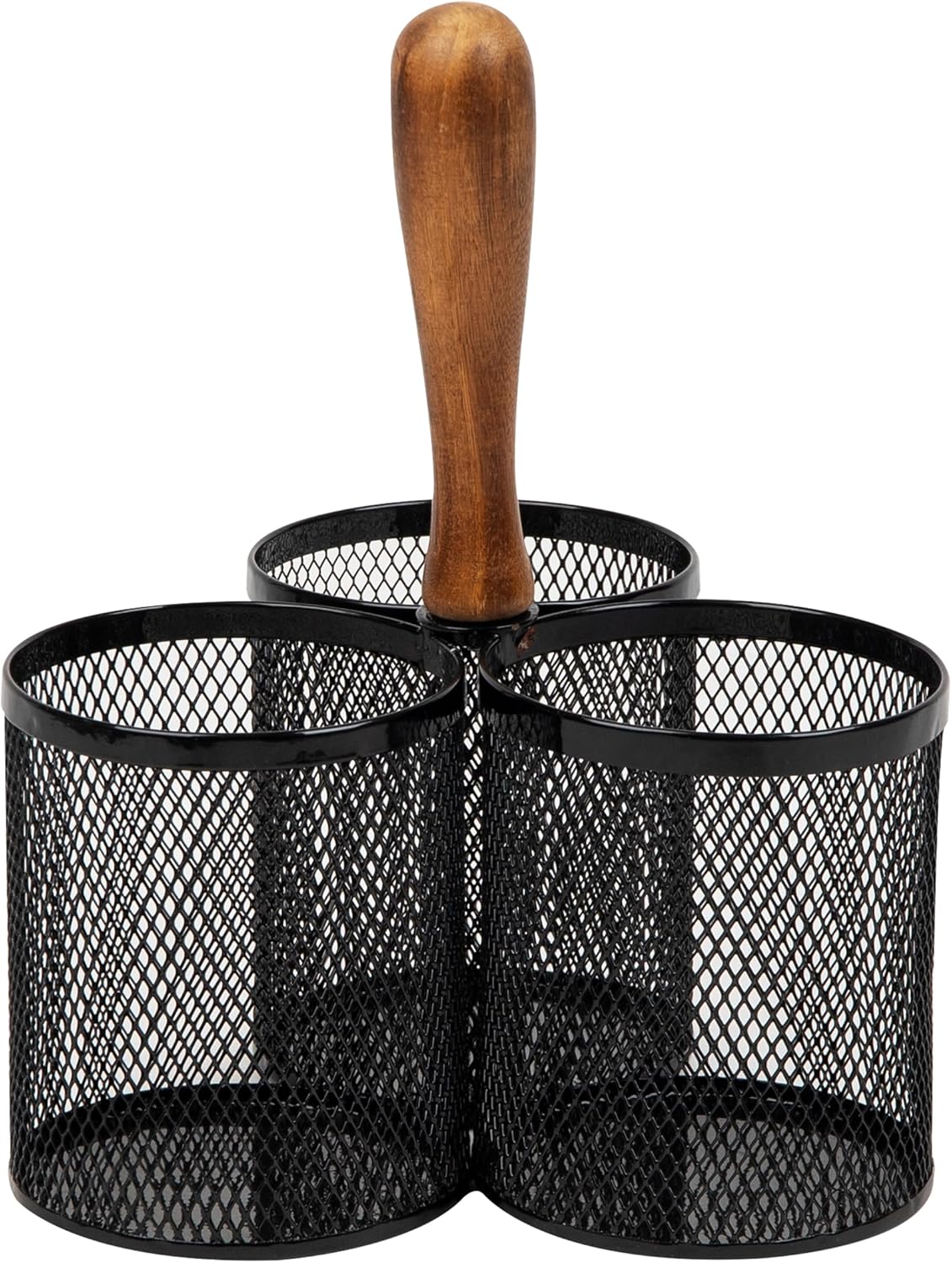 Utensil Holder, Silverware Organizer, Caddy, Cutlery Holder, Kitchen, Metal Mesh, 7.5"L x 7.5"W x 9.75"H, Black