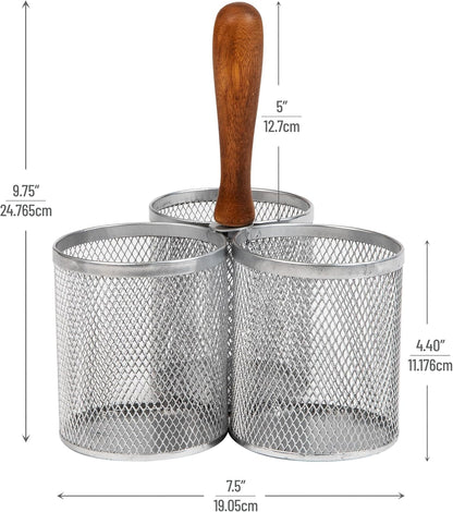 Utensil Holder, Silverware Organizer, Caddy, Cutlery Holder, Kitchen, Metal Mesh, 7.5"L x 7.5"W x 9.75"H, Black