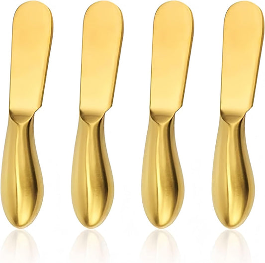 Stainless Steel Butter Knife, 4Pcs Gold Applicator Set for Home Breakfast Use, Deluxe Sandwich Cream Cheese Condiment Knives