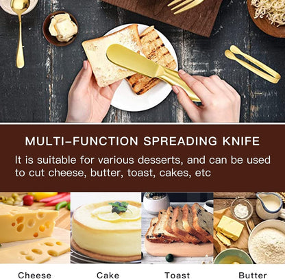Stainless Steel Butter Knife, 4Pcs Gold Applicator Set for Home Breakfast Use, Deluxe Sandwich Cream Cheese Condiment Knives
