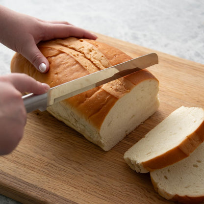8" Bread Knife (R143), Silver Handle | Stainless Steel Serrated Blade, Silver Cast Aluminum Handle