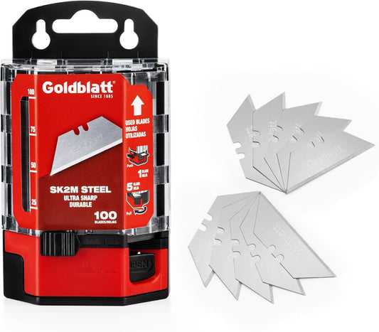100-Pack Utility Blades Premium Tempered SK2M Steel with Dispenser (G08283) | SK2M Steel Blades; 100-Pack with Dispenser; Universal Fit; Multi-Purpose Cutting; Reliable Performance