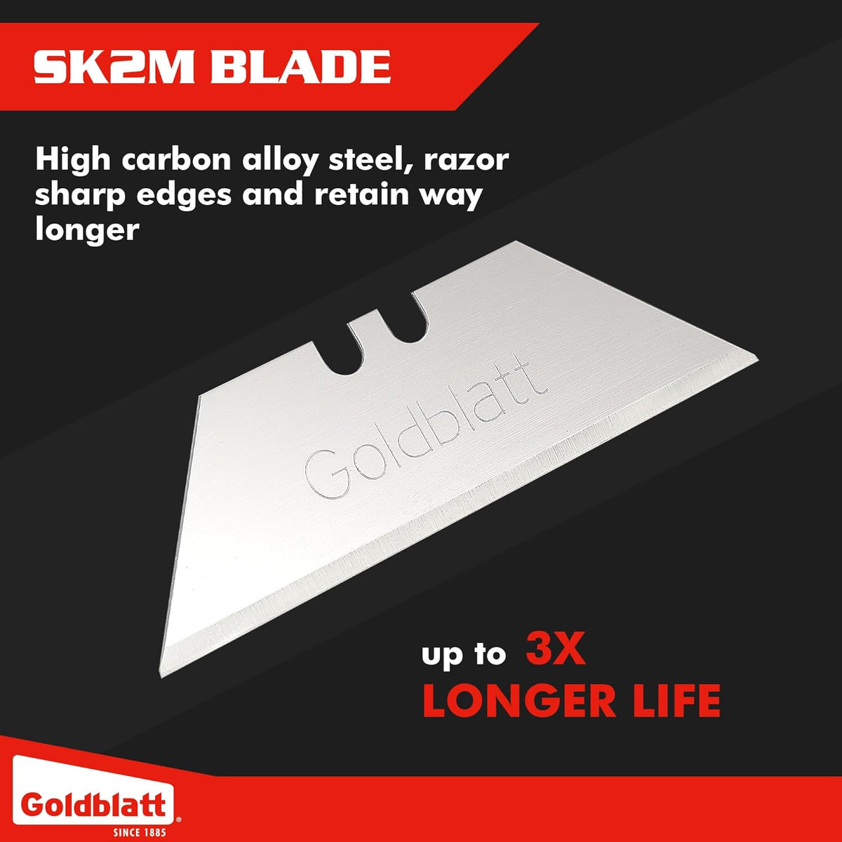 100-Pack Utility Blades Premium Tempered SK2M Steel with Dispenser (G08283) | SK2M Steel Blades; 100-Pack with Dispenser; Universal Fit; Multi-Purpose Cutting; Reliable Performance