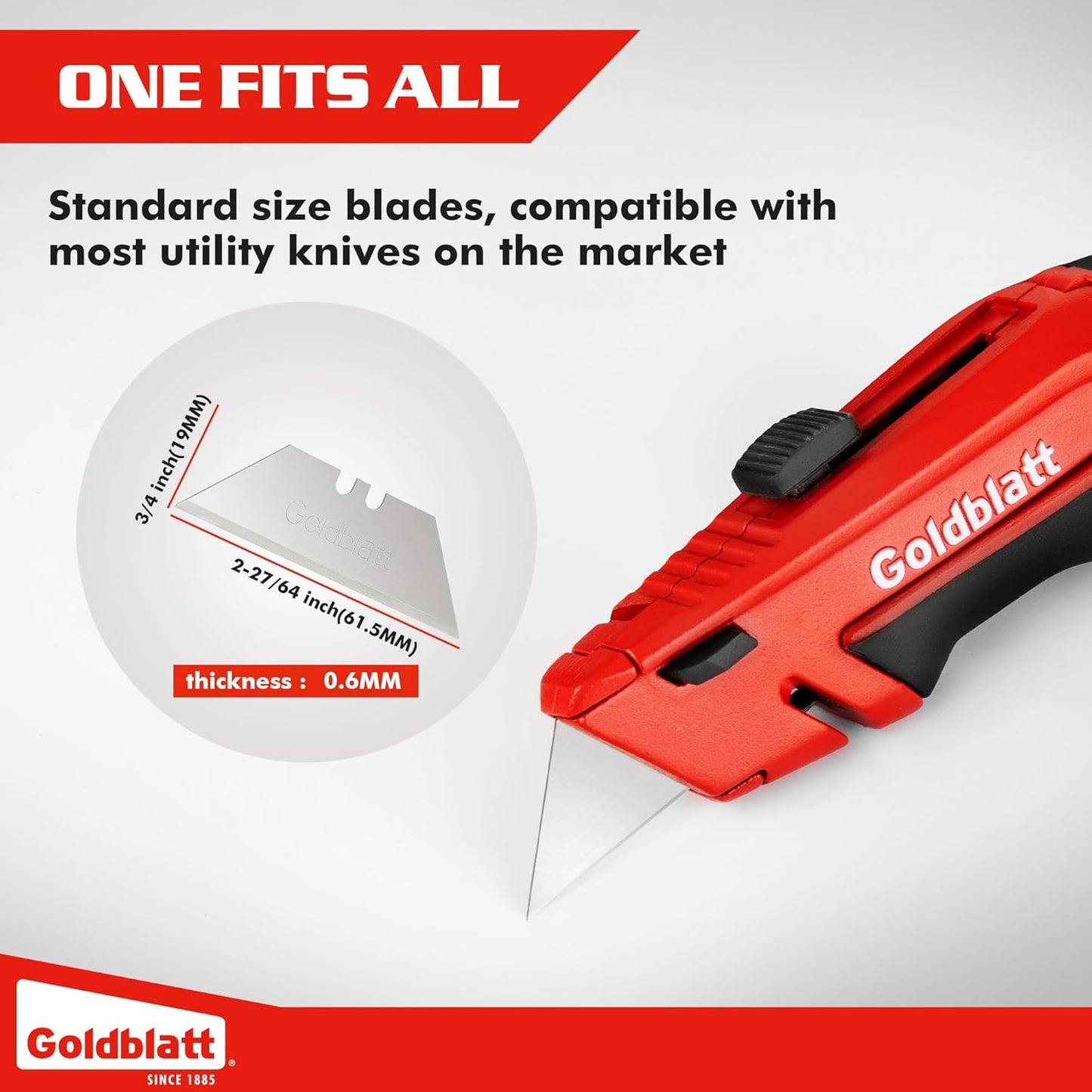 100-Pack Utility Blades Premium Tempered SK2M Steel with Dispenser (G08283) | SK2M Steel Blades; 100-Pack with Dispenser; Universal Fit; Multi-Purpose Cutting; Reliable Performance
