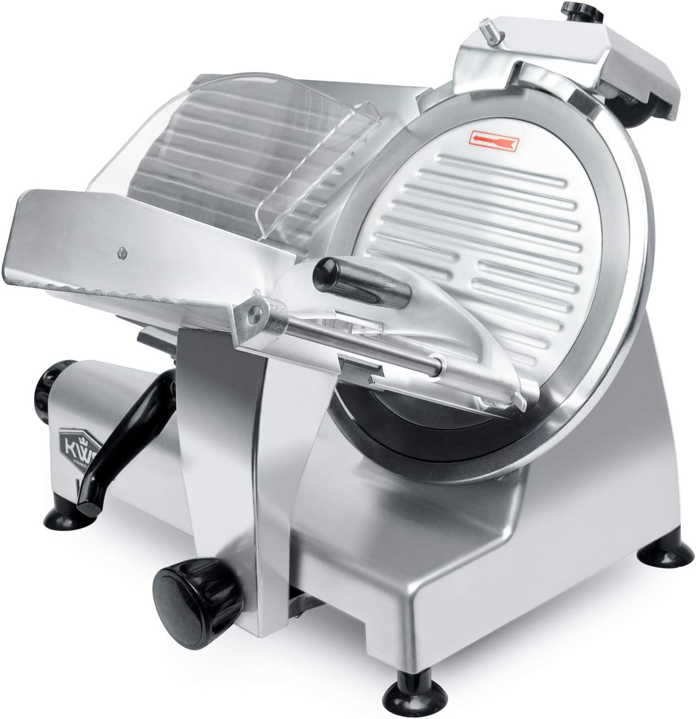 KWS MS-10XT Premium 320W Electric Meat Slicer 10-Inch in Red with Non-sticky Teflon Blade, Frozen Meat/Deli/Cheese/Food Slicer Low Noises Commercial and Home Use [ ETL, NSF Certified ]