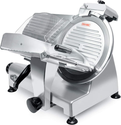 KWS MS-10XT Premium 320W Electric Meat Slicer 10-Inch in Red with Non-sticky Teflon Blade, Frozen Meat/Deli/Cheese/Food Slicer Low Noises Commercial and Home Use [ ETL, NSF Certified ]