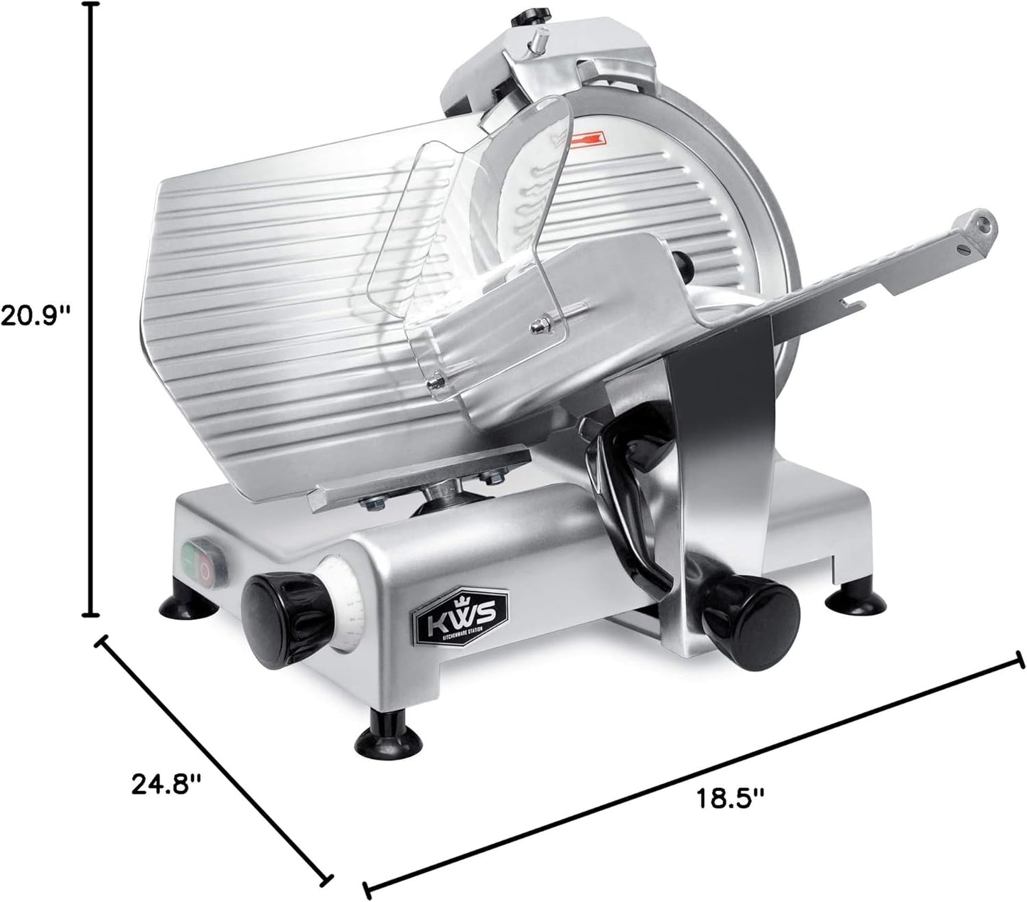KWS MS-10XT Premium 320W Electric Meat Slicer 10-Inch in Red with Non-sticky Teflon Blade, Frozen Meat/Deli/Cheese/Food Slicer Low Noises Commercial and Home Use [ ETL, NSF Certified ]