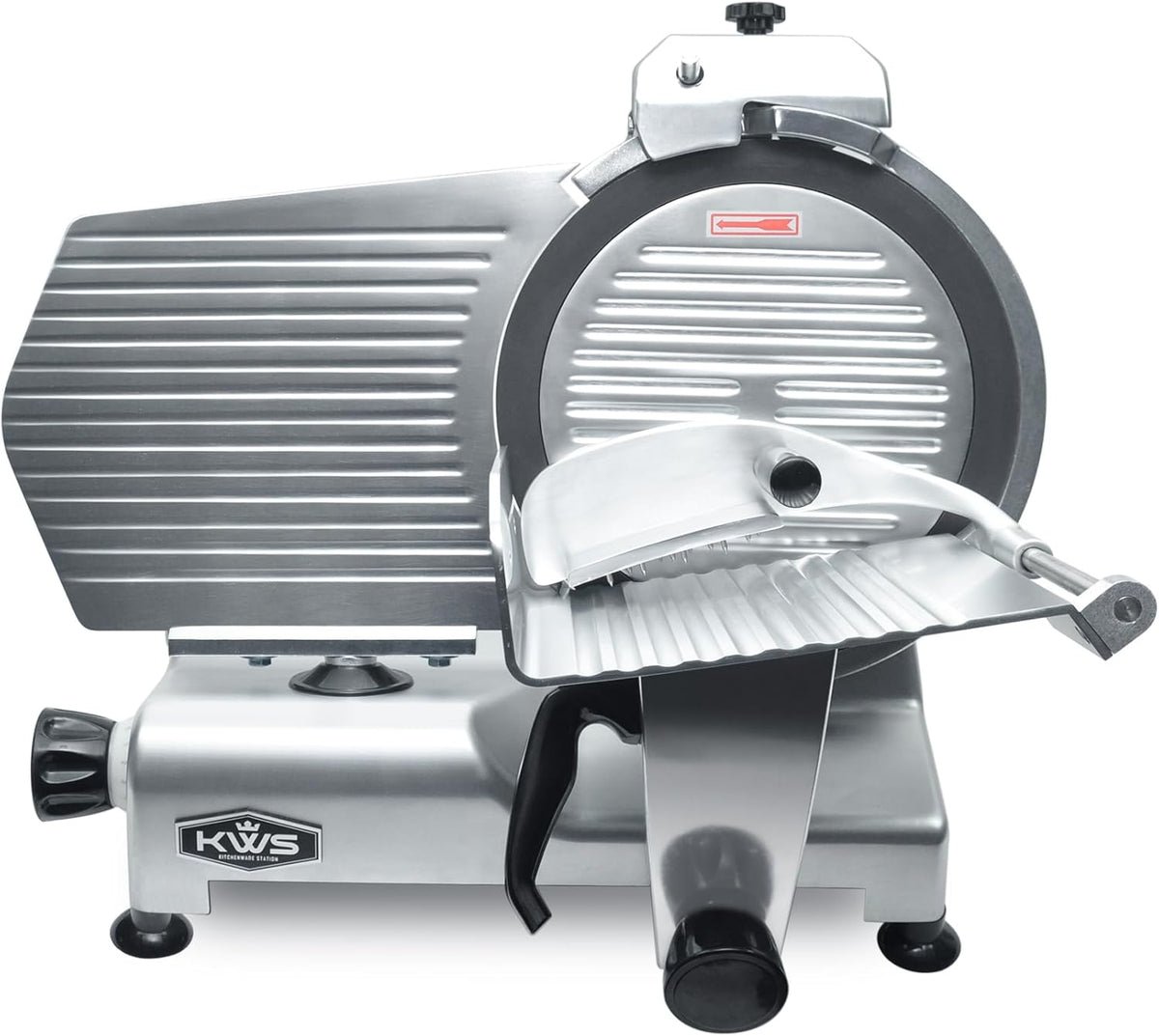KWS MS-10XT Premium 320W Electric Meat Slicer 10-Inch in Red with Non-sticky Teflon Blade, Frozen Meat/Deli/Cheese/Food Slicer Low Noises Commercial and Home Use [ ETL, NSF Certified ]