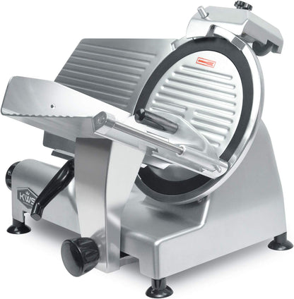 KWS MS-10XT Premium 320W Electric Meat Slicer 10-Inch in Red with Non-sticky Teflon Blade, Frozen Meat/Deli/Cheese/Food Slicer Low Noises Commercial and Home Use [ ETL, NSF Certified ]
