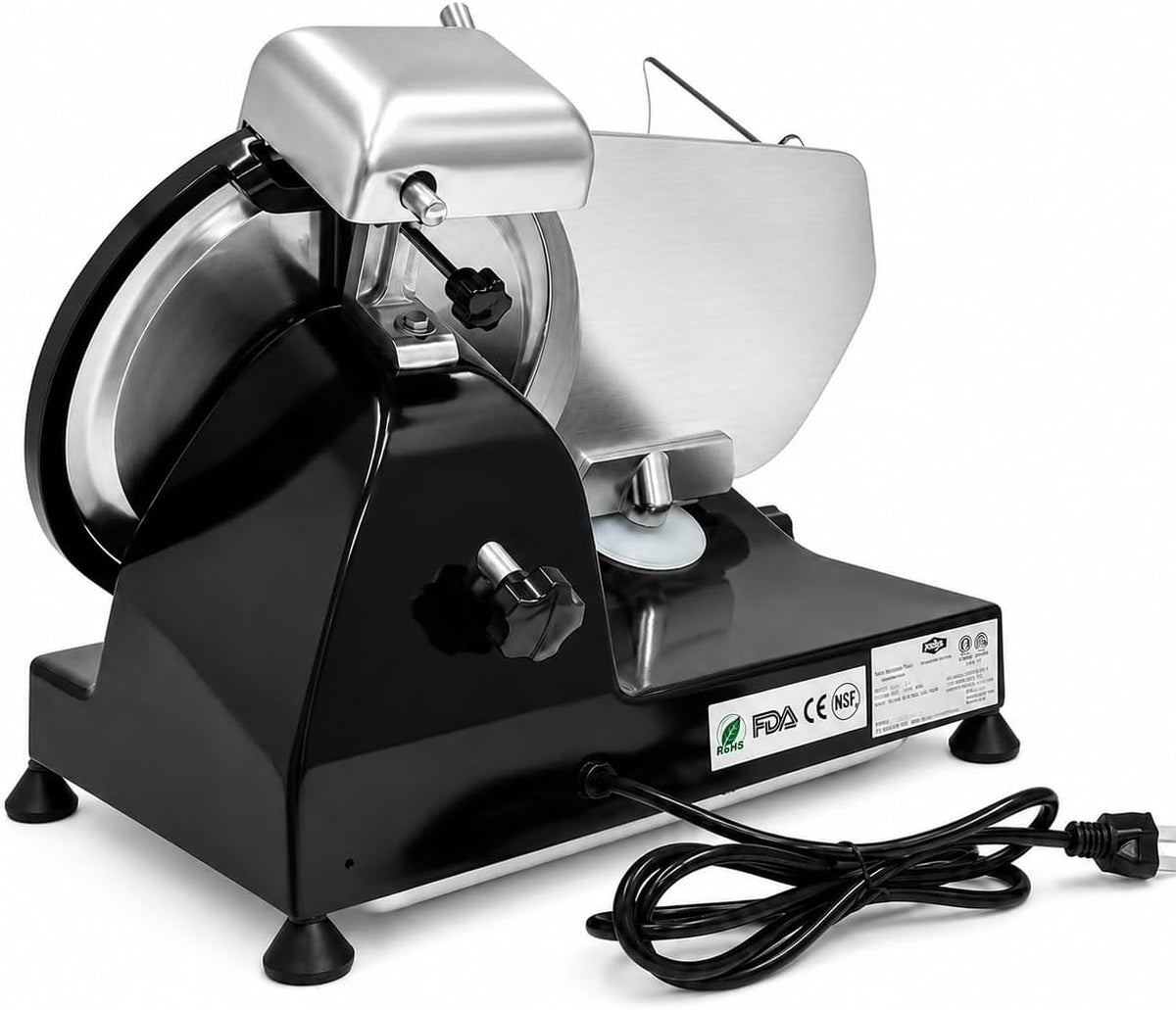 KWS MS-10XT Premium 320W Electric Meat Slicer 10-Inch in Red with Non-sticky Teflon Blade, Frozen Meat/Deli/Cheese/Food Slicer Low Noises Commercial and Home Use [ ETL, NSF Certified ]