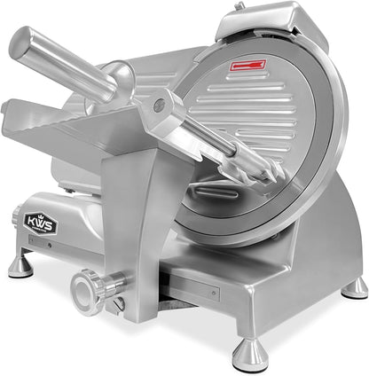 KWS MS-10XT Premium 320W Electric Meat Slicer 10-Inch in Red with Non-sticky Teflon Blade, Frozen Meat/Deli/Cheese/Food Slicer Low Noises Commercial and Home Use [ ETL, NSF Certified ]