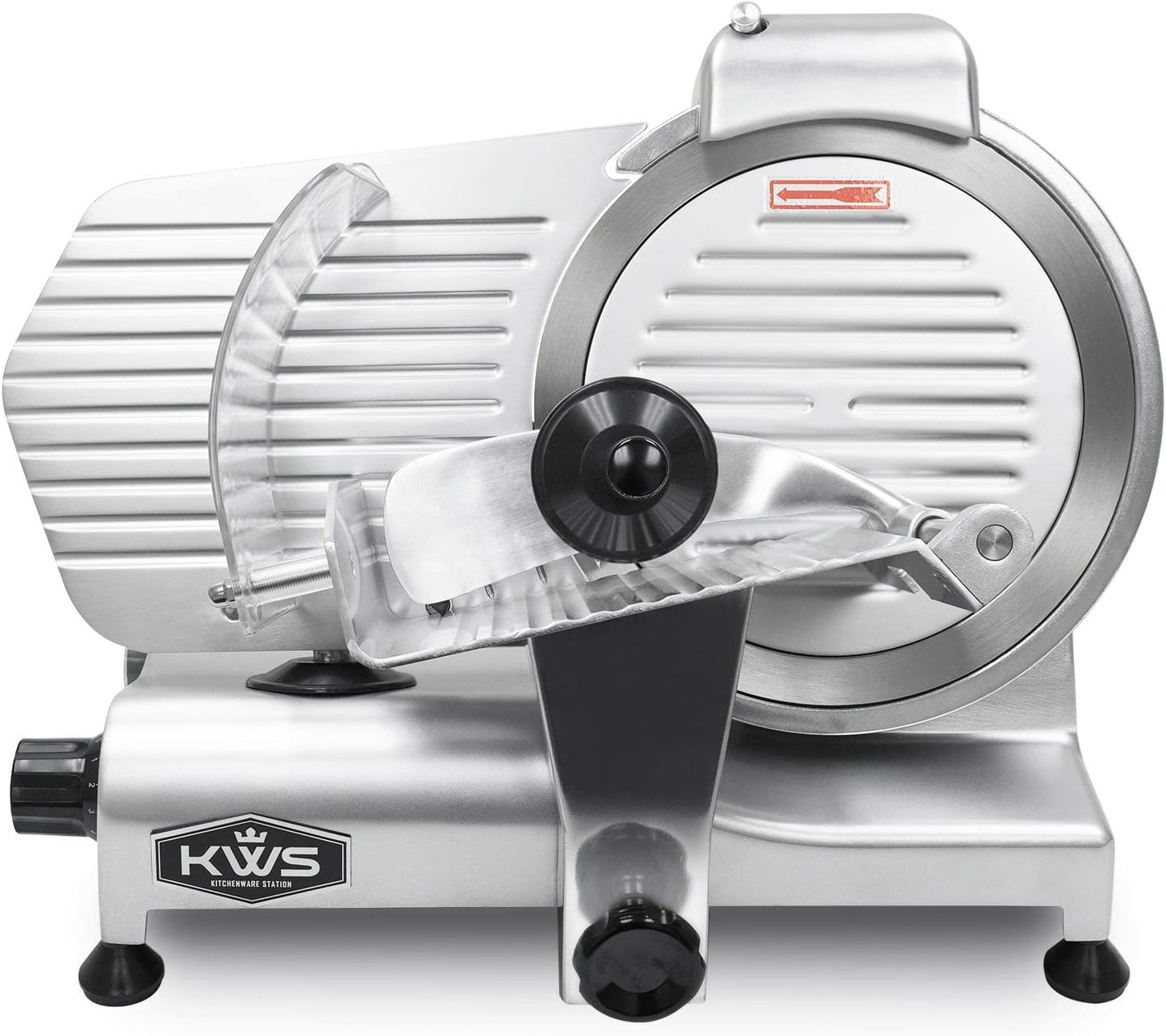 KWS MS-10XT Premium 320W Electric Meat Slicer 10-Inch in Red with Non-sticky Teflon Blade, Frozen Meat/Deli/Cheese/Food Slicer Low Noises Commercial and Home Use [ ETL, NSF Certified ]