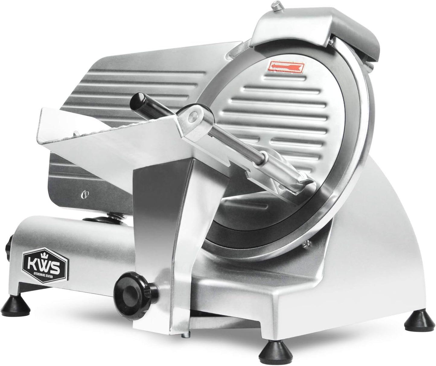 KWS MS-10XT Premium 320W Electric Meat Slicer 10-Inch in Red with Non-sticky Teflon Blade, Frozen Meat/Deli/Cheese/Food Slicer Low Noises Commercial and Home Use [ ETL, NSF Certified ]