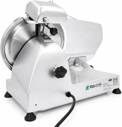 KWS MS-10XT Premium 320W Electric Meat Slicer 10-Inch in Red with Non-sticky Teflon Blade, Frozen Meat/Deli/Cheese/Food Slicer Low Noises Commercial and Home Use [ ETL, NSF Certified ]