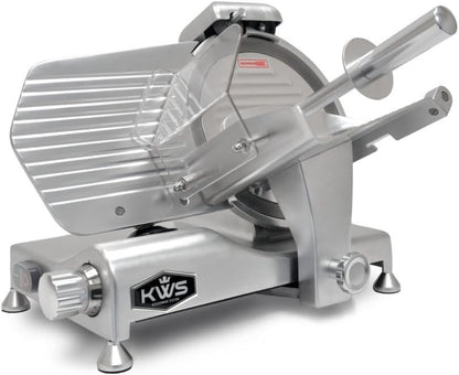 KWS MS-10XT Premium 320W Electric Meat Slicer 10-Inch in Red with Non-sticky Teflon Blade, Frozen Meat/Deli/Cheese/Food Slicer Low Noises Commercial and Home Use [ ETL, NSF Certified ]