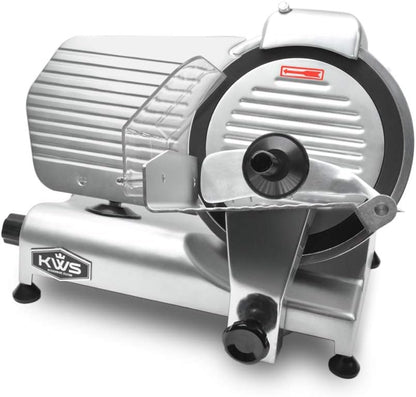 KWS MS-10XT Premium 320W Electric Meat Slicer 10-Inch in Red with Non-sticky Teflon Blade, Frozen Meat/Deli/Cheese/Food Slicer Low Noises Commercial and Home Use [ ETL, NSF Certified ]