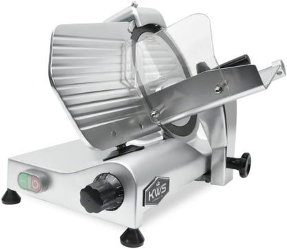 KWS MS-10XT Premium 320W Electric Meat Slicer 10-Inch in Red with Non-sticky Teflon Blade, Frozen Meat/Deli/Cheese/Food Slicer Low Noises Commercial and Home Use [ ETL, NSF Certified ]