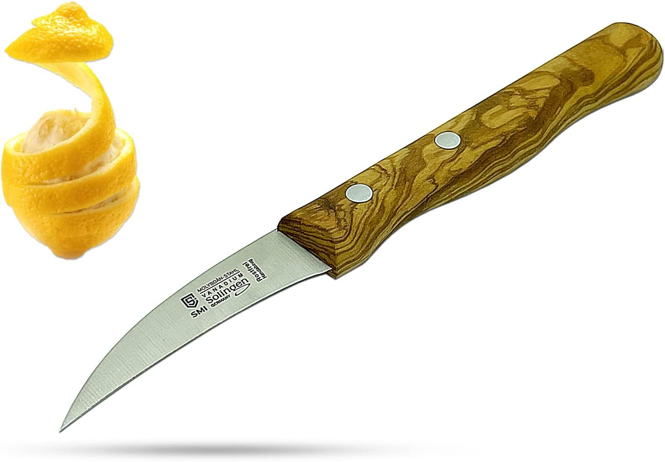 Solingen Peeling Knife Bird Beak Paring Knife Germany Olive Wood Handle Fruit Knife 2.3 inch Sharp Blade - Not Dishwasher Safe