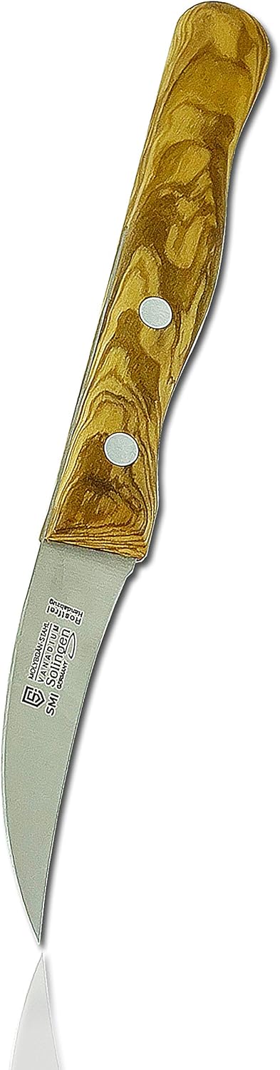 Solingen Peeling Knife Bird Beak Paring Knife Germany Olive Wood Handle Fruit Knife 2.3 inch Sharp Blade - Not Dishwasher Safe