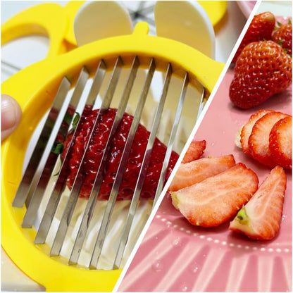 [Upgraded] 3 in 1 Egg Slicer with Metal Blades for Hard Boiled Eggs & Soft Fruits, Stainless Steel Hard Boiled Egg Cutter, Heavy Duty Strawberry Mushroom or Ham Slicer, Dishwasher Safe
