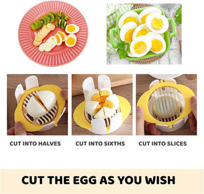 [Upgraded] 3 in 1 Egg Slicer with Metal Blades for Hard Boiled Eggs & Soft Fruits, Stainless Steel Hard Boiled Egg Cutter, Heavy Duty Strawberry Mushroom or Ham Slicer, Dishwasher Safe