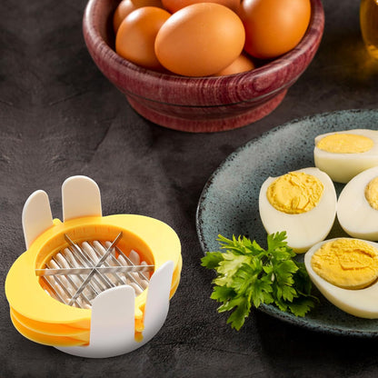 [Upgraded] 3 in 1 Egg Slicer with Metal Blades for Hard Boiled Eggs & Soft Fruits, Stainless Steel Hard Boiled Egg Cutter, Heavy Duty Strawberry Mushroom or Ham Slicer, Dishwasher Safe
