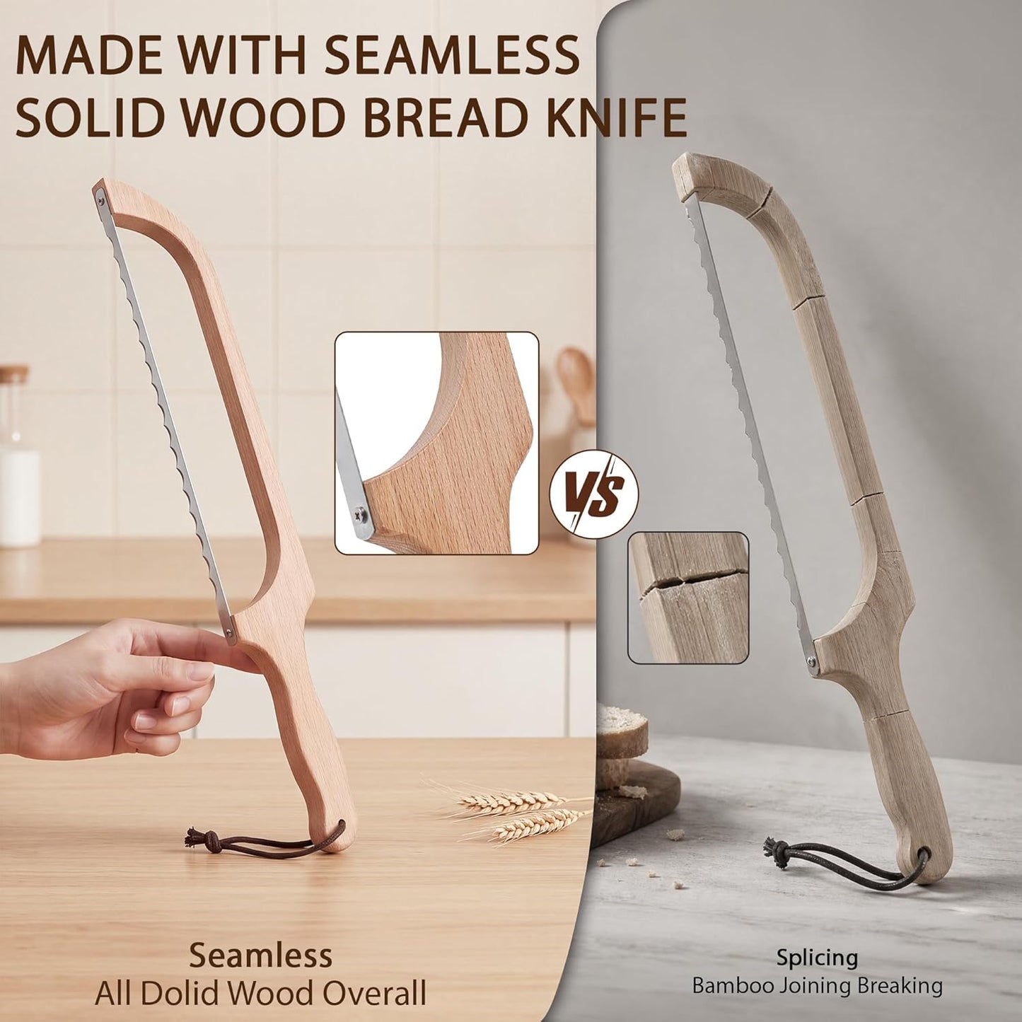 Sourdough Bread Knife & Bread Board Set,Sharp and Crack Resistant | 16"L and R Use Bread Knife With Cutting Board,Stainless Steel Anti-Break Bread Bow Knife, for Homemade Bread,Bagels,Baguettes