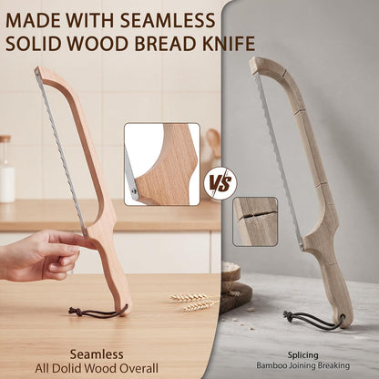 Sourdough Bread Knife & Bread Board Set,Sharp and Crack Resistant | 16"L and R Use Bread Knife With Cutting Board,Stainless Steel Anti-Break Bread Bow Knife, for Homemade Bread,Bagels,Baguettes