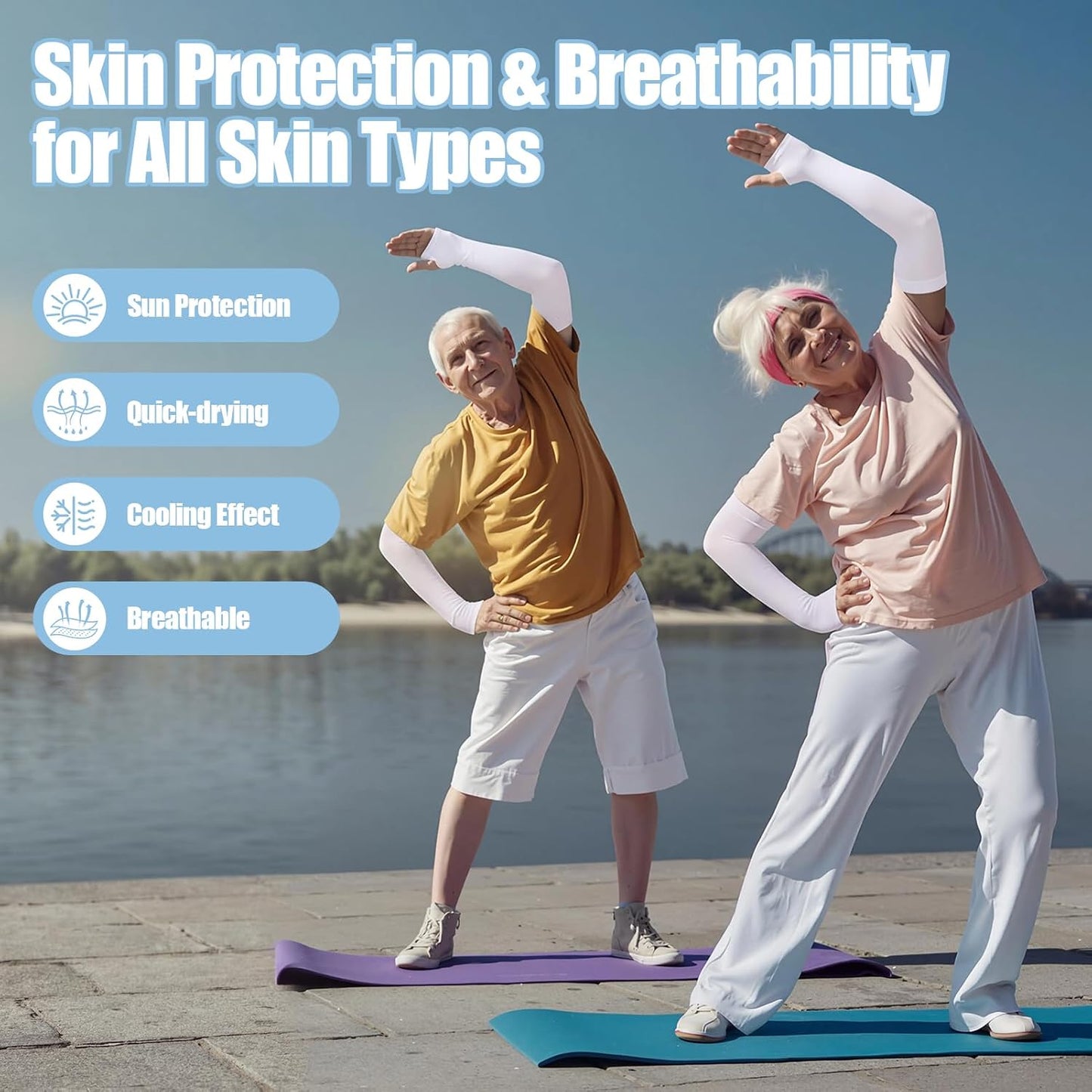 12 Pairs UV Protection Cooling Arm Sleeves for Men Women | Elderly Thin Skin Protector Forearm Cover, Upf 50+, Anti-Bruise Anti-Abrasion, Compression, Straight Cuff or Thumb Hole