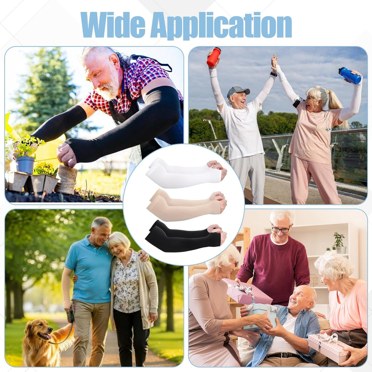 12 Pairs UV Protection Cooling Arm Sleeves for Men Women | Elderly Thin Skin Protector Forearm Cover, Upf 50+, Anti-Bruise Anti-Abrasion, Compression, Straight Cuff or Thumb Hole