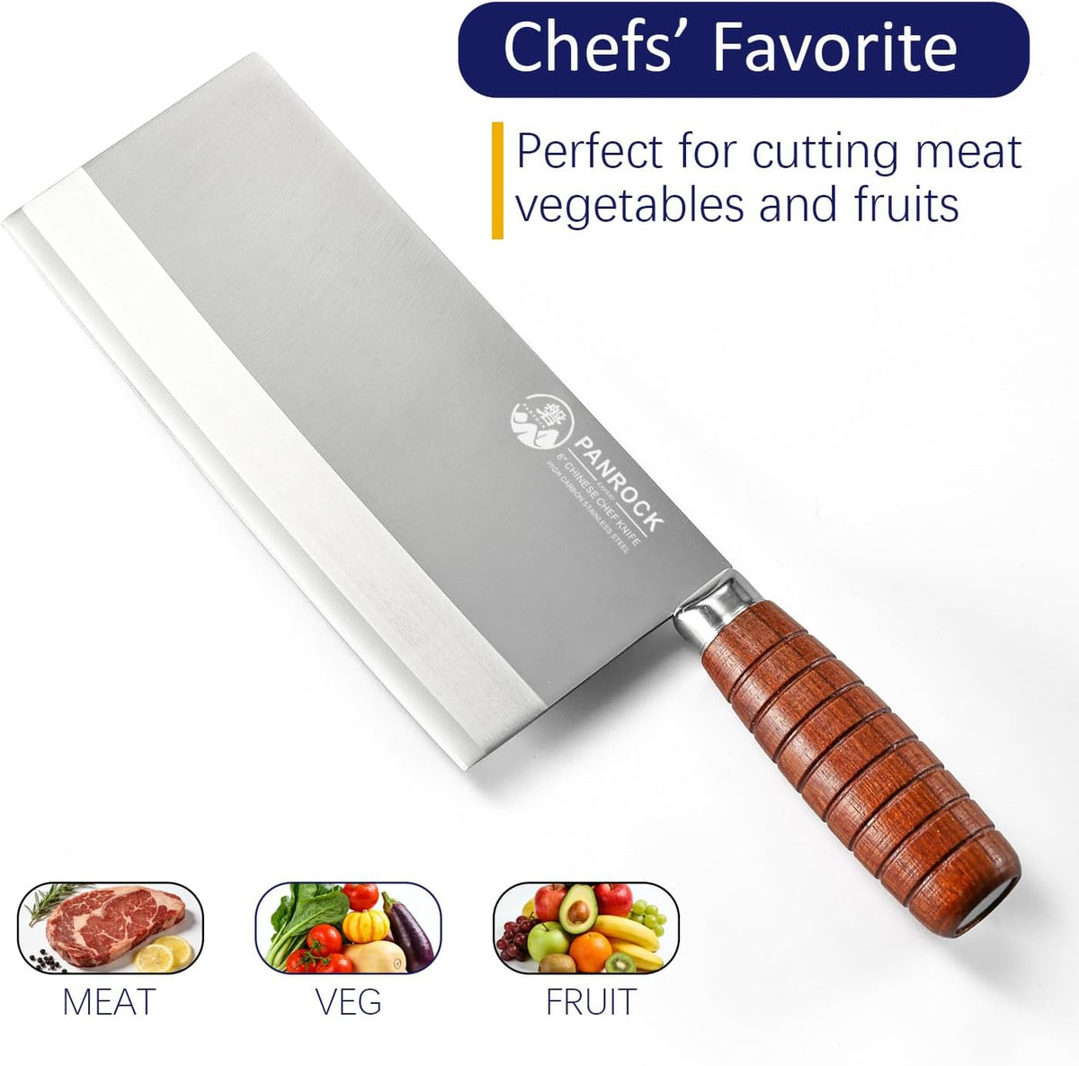 Meat Cleaver Knife 8 Inch Professional Chinese Knife - Ultra Sharp High Carbon Steel Meat Cleaver with Ergonomic Rosewood Handle, Premium Gift Box