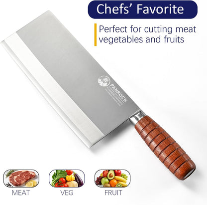 Meat Cleaver Knife 8 Inch Professional Chinese Knife - Ultra Sharp High Carbon Steel Meat Cleaver with Ergonomic Rosewood Handle, Premium Gift Box