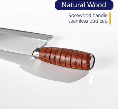 Meat Cleaver Knife 8 Inch Professional Chinese Knife - Ultra Sharp High Carbon Steel Meat Cleaver with Ergonomic Rosewood Handle, Premium Gift Box