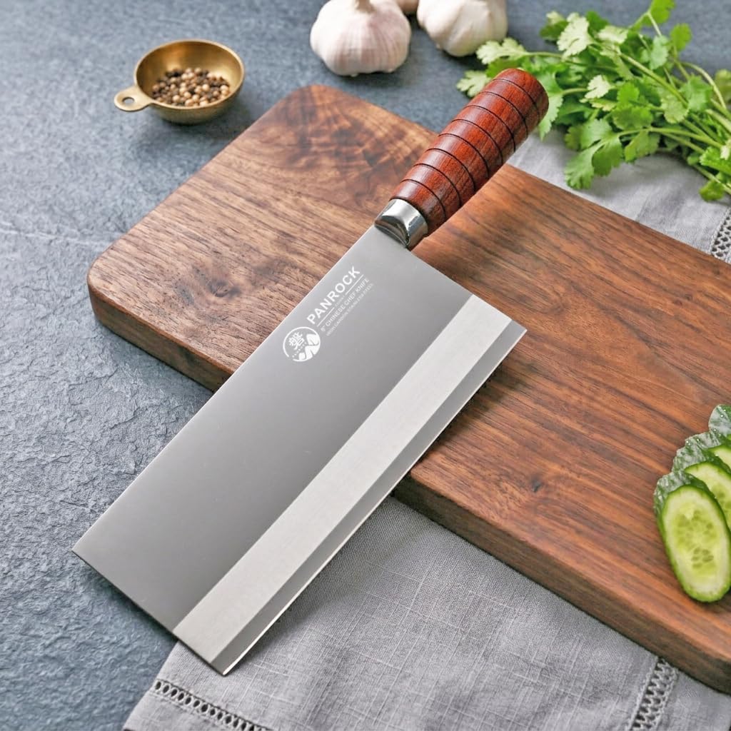 Meat Cleaver Knife 8 Inch Professional Chinese Knife - Ultra Sharp High Carbon Steel Meat Cleaver with Ergonomic Rosewood Handle, Premium Gift Box