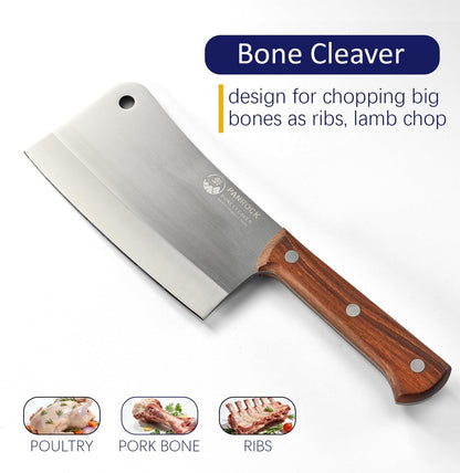 Meat Cleaver Knife 8 Inch Professional Chinese Knife - Ultra Sharp High Carbon Steel Meat Cleaver with Ergonomic Rosewood Handle, Premium Gift Box
