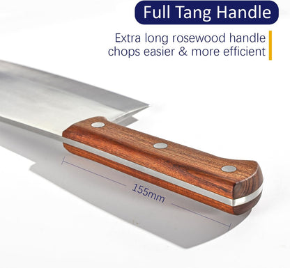 Meat Cleaver Knife 8 Inch Professional Chinese Knife - Ultra Sharp High Carbon Steel Meat Cleaver with Ergonomic Rosewood Handle, Premium Gift Box