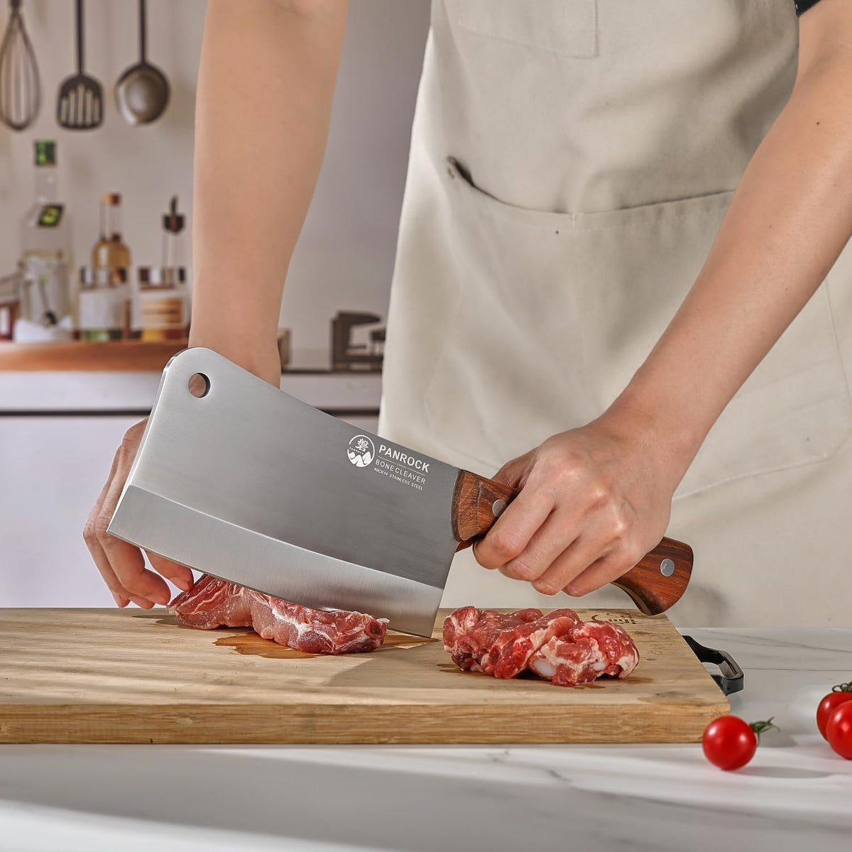 Meat Cleaver Knife 8 Inch Professional Chinese Knife - Ultra Sharp High Carbon Steel Meat Cleaver with Ergonomic Rosewood Handle, Premium Gift Box