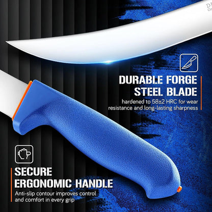 Curved Butcher Breaking Knife,Super Sharp Carving Slicing Knife for BBQ,10 Inch Scimitar Blade for Meat Cutting,High Carbon Stainless Steel Cimeter Breaking Knives with Ergonomic Handle