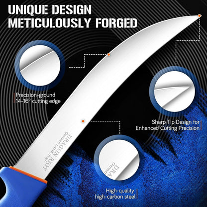 Curved Butcher Breaking Knife,Super Sharp Carving Slicing Knife for BBQ,10 Inch Scimitar Blade for Meat Cutting,High Carbon Stainless Steel Cimeter Breaking Knives with Ergonomic Handle